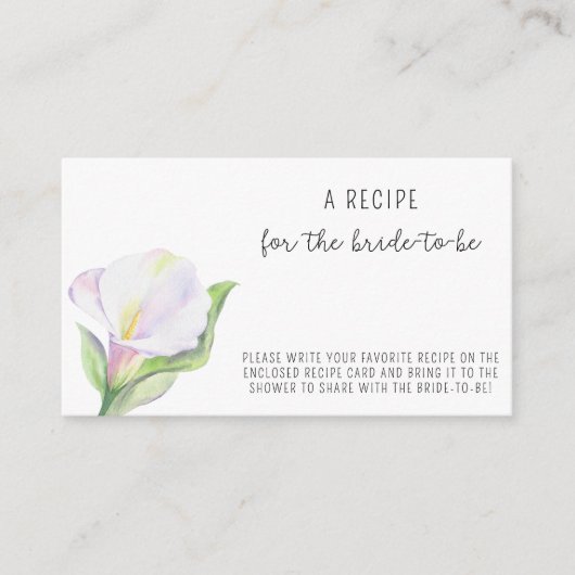 ホワイトカラ – 新婦のためのレシピ エンクロージャーカード (正面)