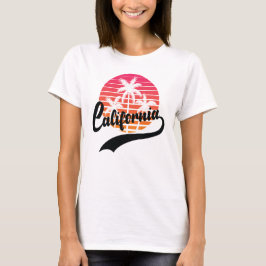 ホワイトカリフォルニアレトロサンセットウィメンズTシャツ Tシャツ