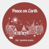 ホワイトカントリークリスマスピースオンアースカード ラウンドシール (正面)