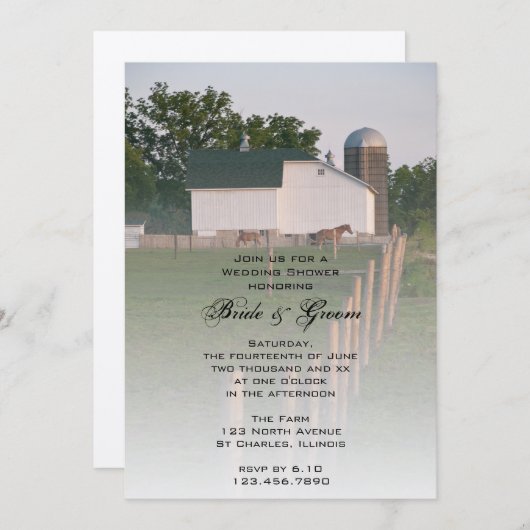 ホワイトカントリーバーンウェディングシャワー招待状 招待状 (正面/裏面)