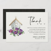 ホワイトカントリー素朴フローラバードハ結婚ウス サンキューカード (正面/裏面)