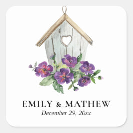 ホワイトカントリー素朴フローラバードハ結婚ウス スクエアシール