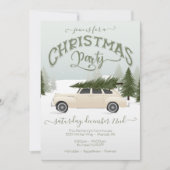 ホワイトカーキストマスツリーパーティーパーティー 招待状 (正面)