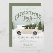 ホワイトカーキストマスツリーパーティーパーティー 招待状 (正面/裏面)