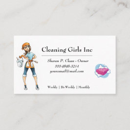 ホワイトカートゥーンガールハウスクリーニングサービス 名刺