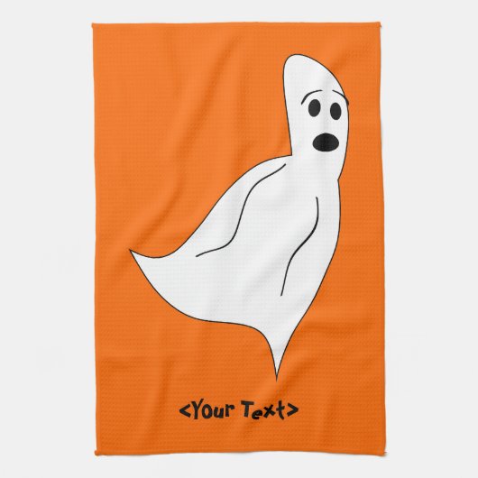 ホワイトカートゥーン幽霊 キッチンタオル (縦)