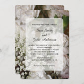 ホワイトカーネーションと赤ちゃんの息結婚の数 招待状 (正面/裏面)