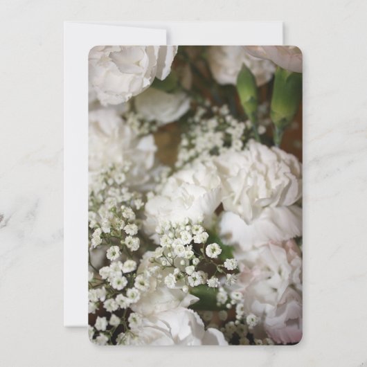 ホワイトカーネーションと赤ちゃんの息結婚の数 招待状 (裏面)