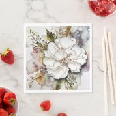 ホワイトカーネーションアルコールインク抽象芸術 スタンダードランチョンナプキン (インサイチュ)