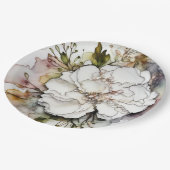 ホワイトカーネーションアルコールインク抽象芸術 ペーパープレート (アングル)