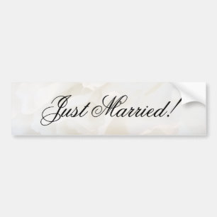ホワイトカーネーションフローラたった今結婚しました バンパーステッカー
