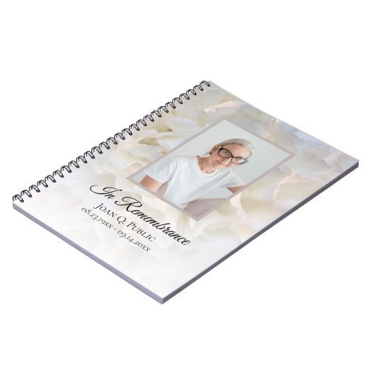 ホワイトカーネーションフローラライフ葬儀お祝い ノートブック (左側)