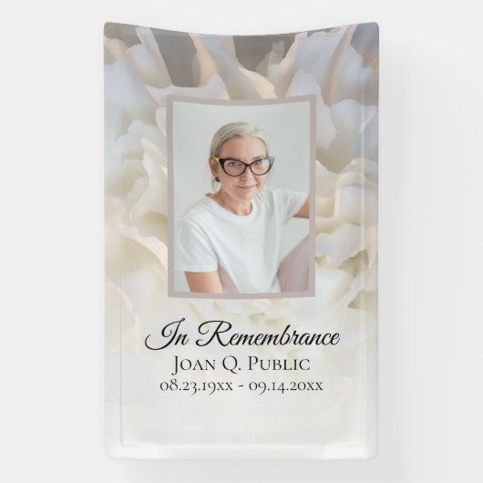 ホワイトカーネーションフローラライフ葬儀お祝い 横断幕 (縦)