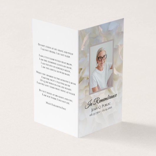 ホワイトカーネーションフローラ葬儀記念祈りの言葉 名刺 (外部)