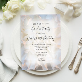 ホワイトカーネーションフローラ誕生日ガーデンパーティー 招待状