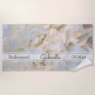 ホワイトカーネーション結婚フローラの花嫁 ビーチタオル