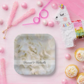 ホワイトカーネーション結婚フローラ ペーパープレート (パーティー)