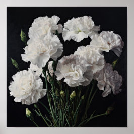 ホワイトカーネーション花芸術プリントポスター ポスター
