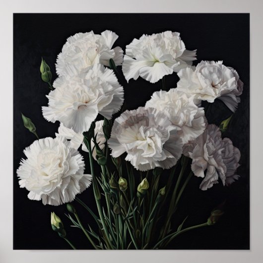 ホワイトカーネーション花芸術プリントポスター ポスター (正面)