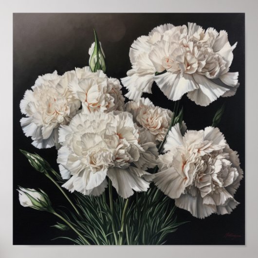ホワイトカーネーション花芸術プリントポスター ポスター (正面)