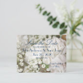 ホワイトカーネーション&赤ちゃんの息の保存日付 案内ポストカード (スタンド正面)