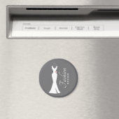 ホワイトガウンエレガントオングレー – ファッションデザイン マグネット (インサイチュ (食洗機))