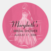 ホワイトガウンエレガントブライダルシャワーお気に入りシール ラウンドシール (正面)