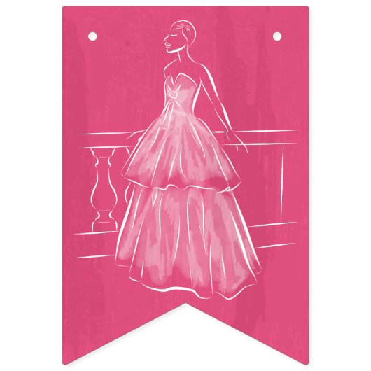 ホワイトガウンエレガントブライダルシャワーバナー バンティングフラッグ (第1の旗)