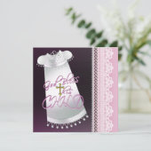 ホワイトガウンクロスベビーガールピンクブラック《キリスト教》洗礼式や命名式 招待状 (スタンド正面)