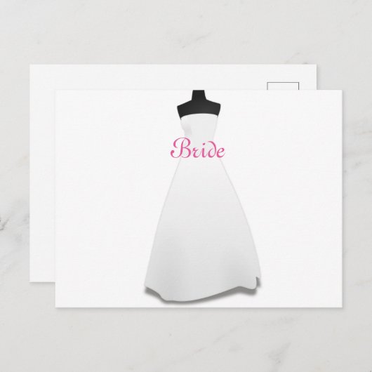 ホワイトガウン結婚テーマのドレス花嫁はがき ポストカード (正面/裏面)