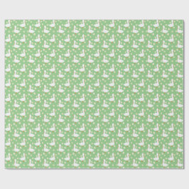 ホワイトガチョウとデイジーサンキューグリーン ラッピングペーパー