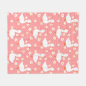 ホワイトガチョウとデイジーサンキューピンク フリースブランケット (正面(横))