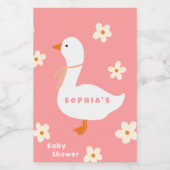 ホワイトガチョウとデイジーベビーシャワー フードラベル (シングルラベル)