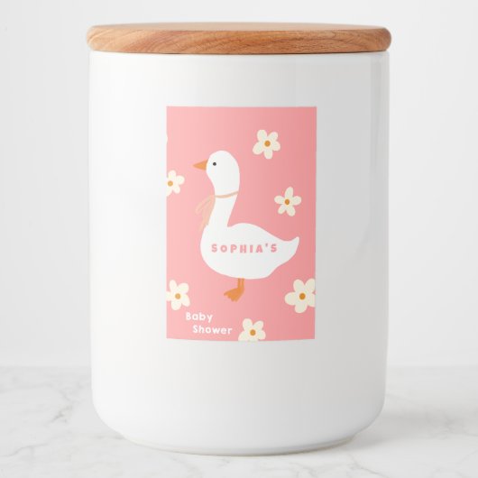 ホワイトガチョウとデイジーベビーシャワー フードラベル (正面)