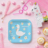 ホワイトガチョウとデイジーベビーシャワー ペーパープレート (パーティー)