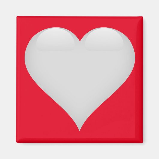 ホワイトガラスハートのカスタマイズ マグネット (正面)