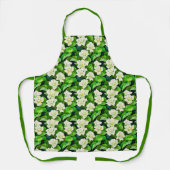ホワイトガーデニアスとジェイドグリーン葉ズ エプロン (正面)