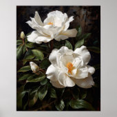 ホワイトガーデニアフラワーズアートプリントポスター ポスター (正面)