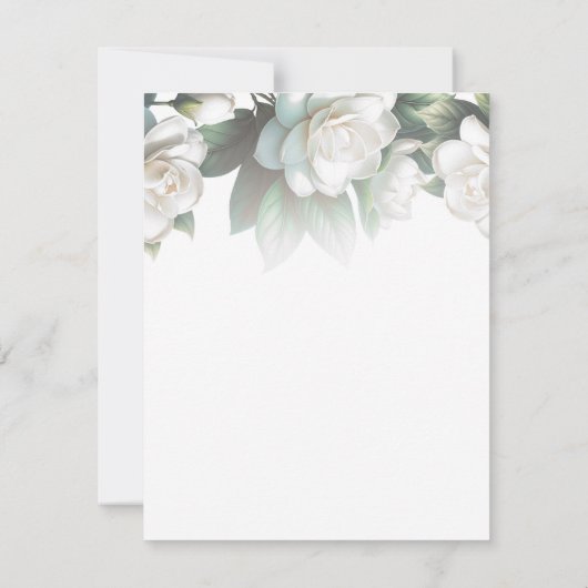 ホワイトガーデニアフラワーズエレガントフローラウェディングRSVP 招待状 (裏面)