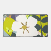 ホワイトガーデニア抽象芸術花模様カラーブロックモダン デスクマット (正面)