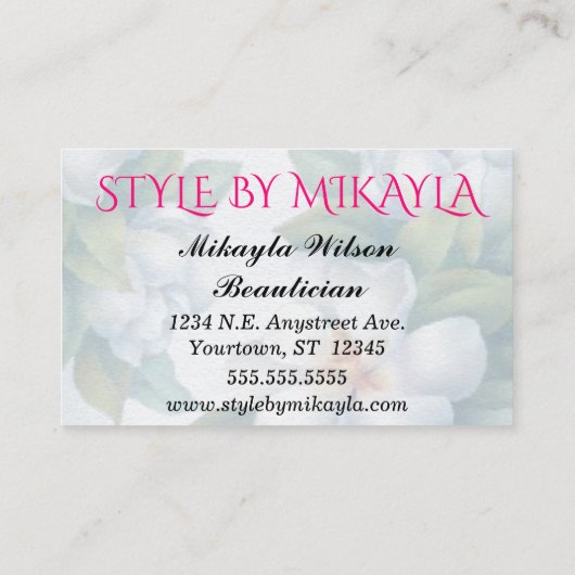 ホワイトガーデニア美しいイベントインテリアデザイン 名刺 (裏面)