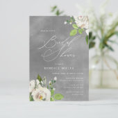 ホワイトガーデンフローラウォーターカラーグレーブライダルシャワー 招待状 (スタンド正面)