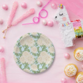 ホワイトガーデンムーム花柄 ペーパープレート (パーティー)