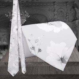 ホワイトガーデン牡丹の首のタイに結婚ハト灰色 ネクタイ