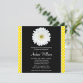 ホワイトガーベラデイジーイエロー水玉模様ブライダルシャワー 招待状 (スタンド正面)