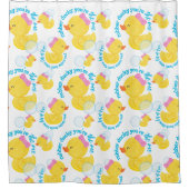 ホワイトガールウォーター色ラバーダッキーお前が1人 シャワーカーテン (正面)