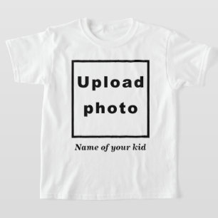 ホワイトキッズTシャツの子供の名前と写真 Tシャツ