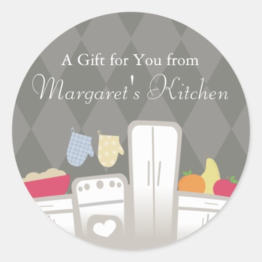 ホワイトキッチンフルーツ生地ベーカリー包装ステッキ… ラウンドシール (正面)