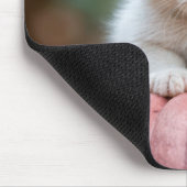 ホワイトキットオンピンクカボチャ マウスパッド (コーナー)