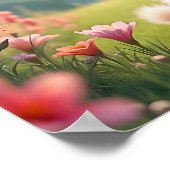 ホワイトキットンインシーニックファンタジー草原 ポスター (角)